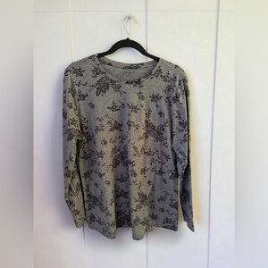 Lane Bryant Gray Floral Long Sleeve Top